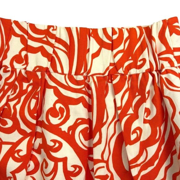 Merona Box Pleat Pencil Skirt Orange Abstract Pockets Straight Cotton Stretch XS - Picture 10 of 10